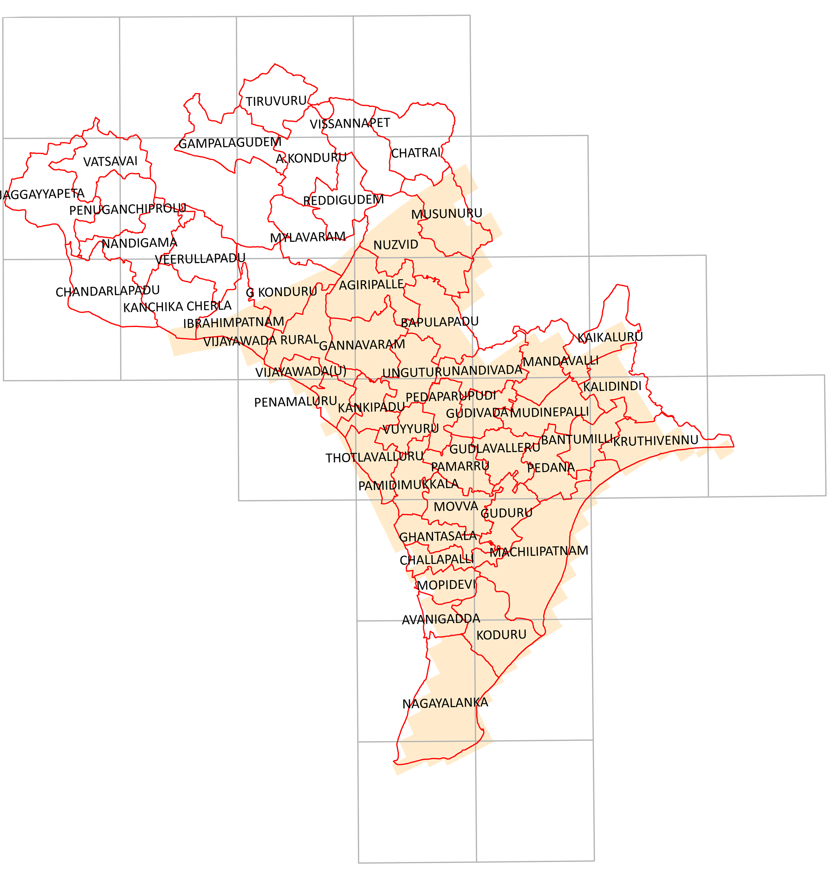 Storm surge inundation map for cyclone with wind speed 